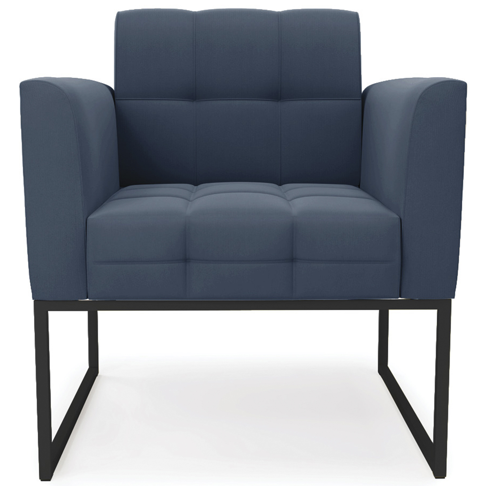 Poltrona Decorativa Base Industrial Preto Ana Suede Azul Marinho - Ibiza