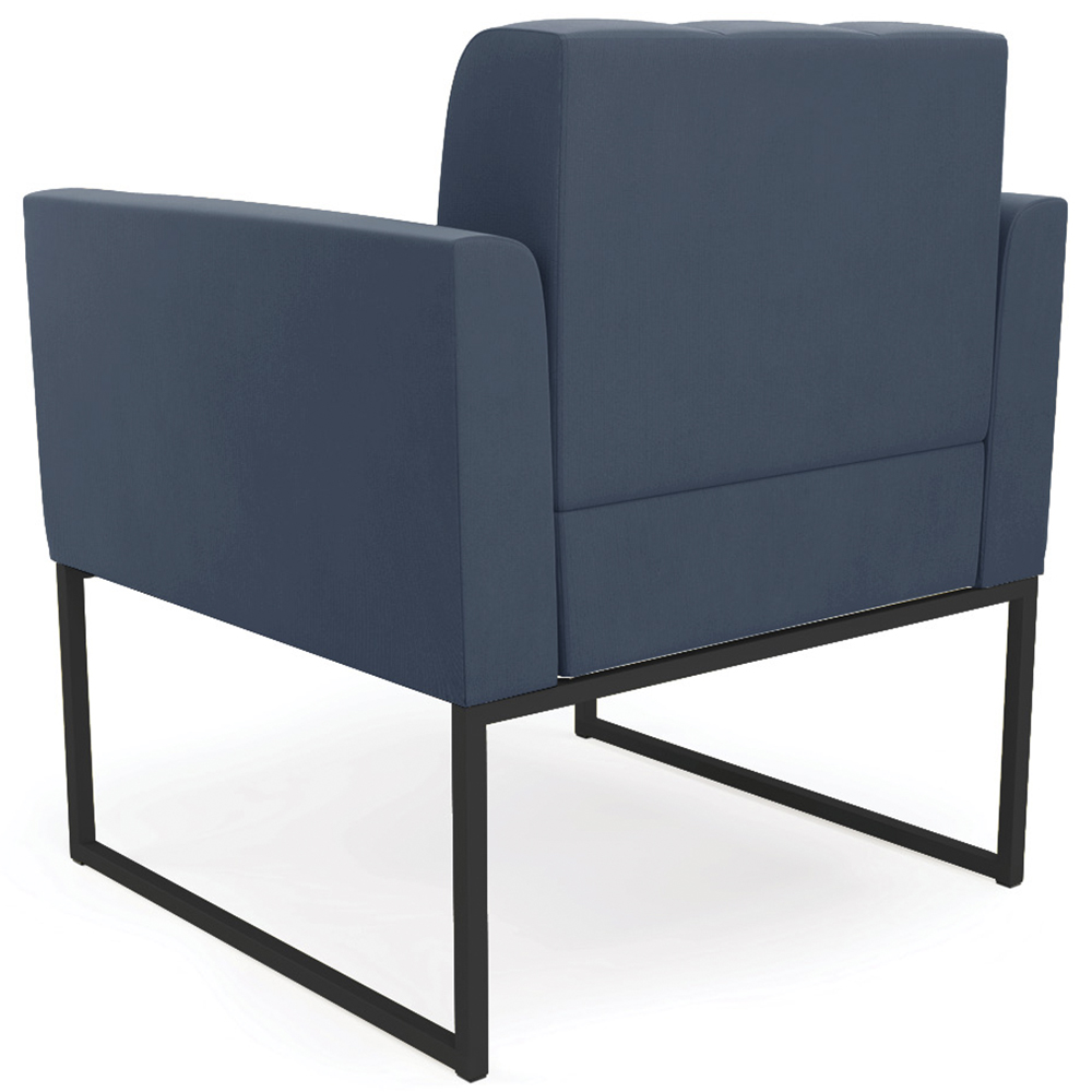 Poltrona Decorativa Base Industrial Preto Ana Suede Azul Marinho - Ibiza