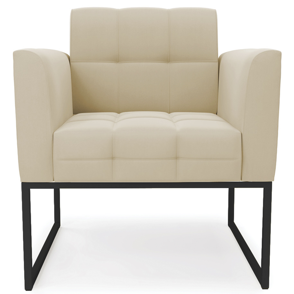 Poltrona Decorativa Base Industrial Preto Ana Suede Bege - Ibiza