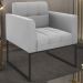 Poltrona Decorativa Base Industrial Preto Ana Suede Cinza - Ibiza