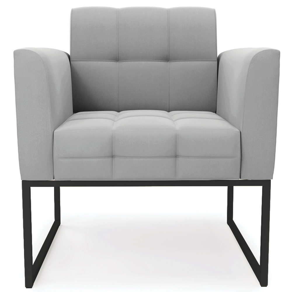 Poltrona Decorativa Base Industrial Preto Ana Suede Cinza - Ibiza