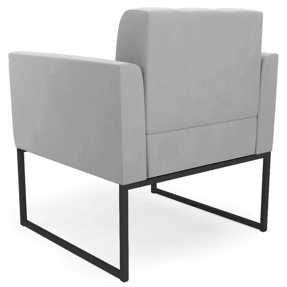 Poltrona Decorativa Base Industrial Preto Ana Suede Cinza - Ibiza