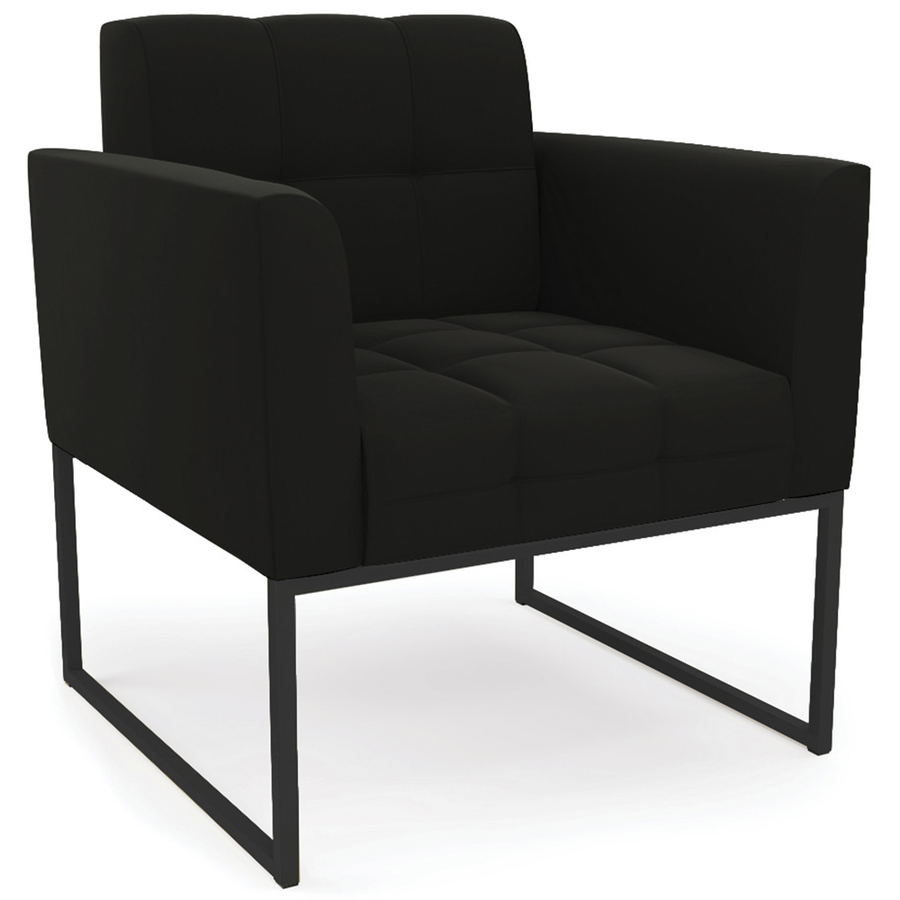 Poltrona Decorativa Base Industrial Preto Ana Suede Preto - Ibiza