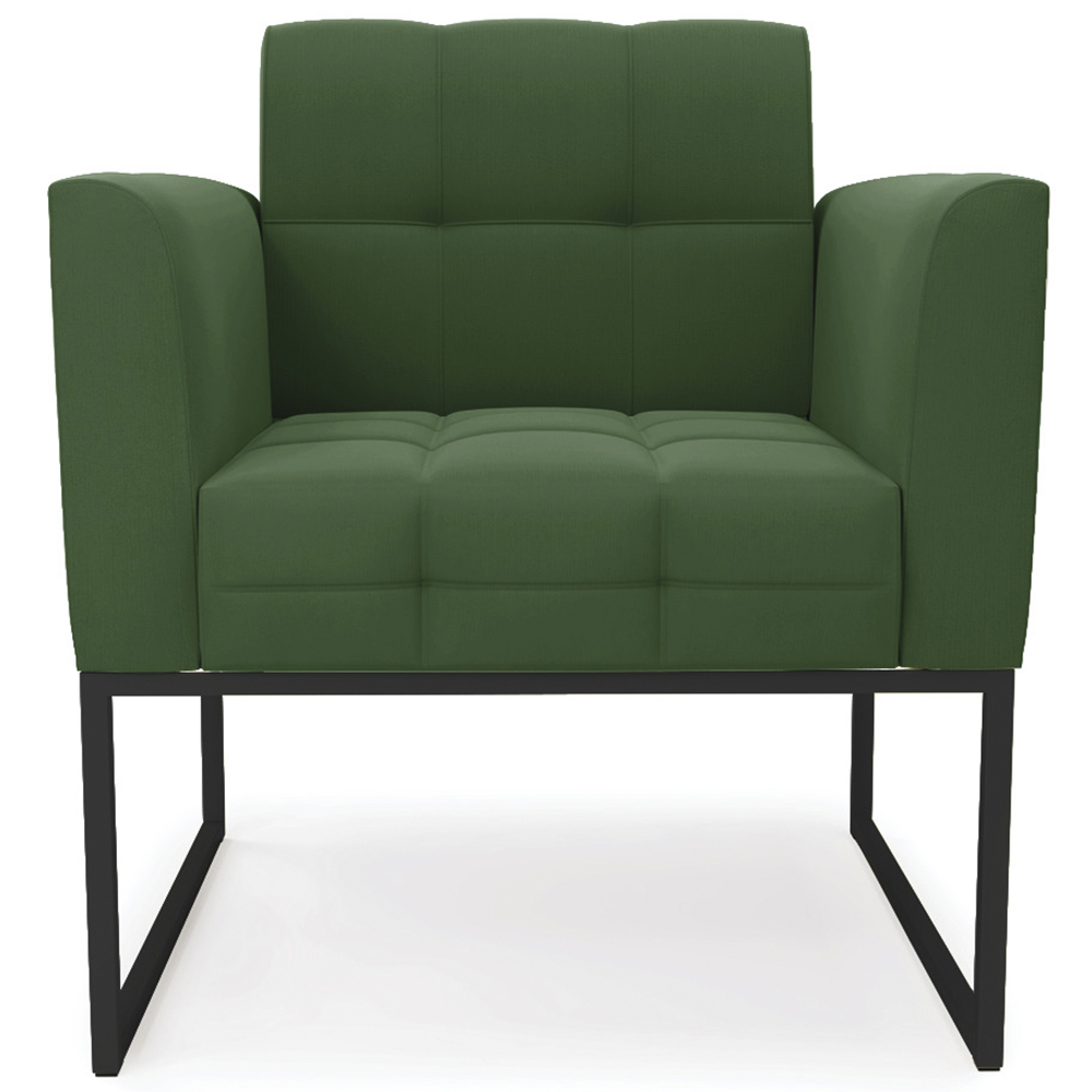 Poltrona Decorativa Base Industrial Preto Ana Suede Verde - Ibiza