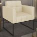 Poltrona Decorativa Base Industrial Preto Ana Veludo Luxo Off White - Ibiza
