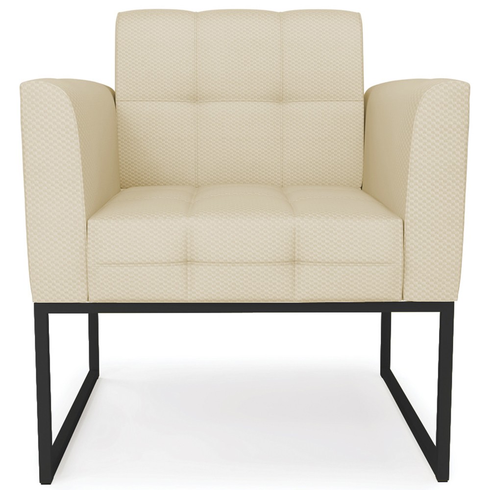 Poltrona Decorativa Base Industrial Preto Ana Veludo Luxo Off White - Ibiza