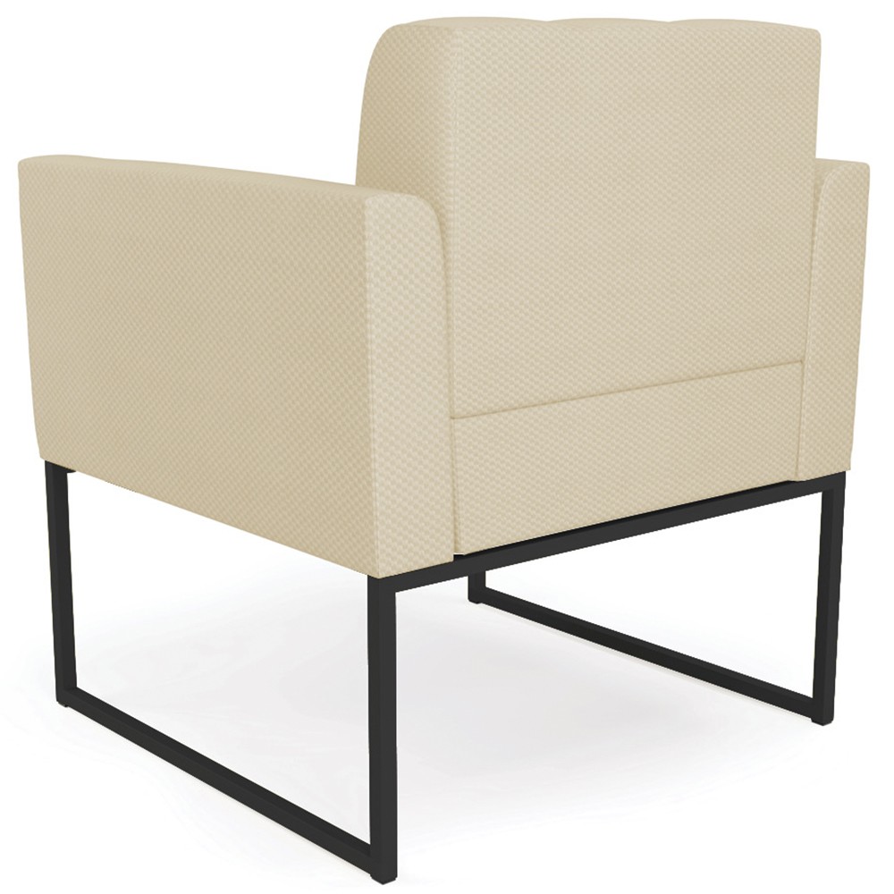 Poltrona Decorativa Base Industrial Preto Ana Veludo Luxo Off White - Ibiza