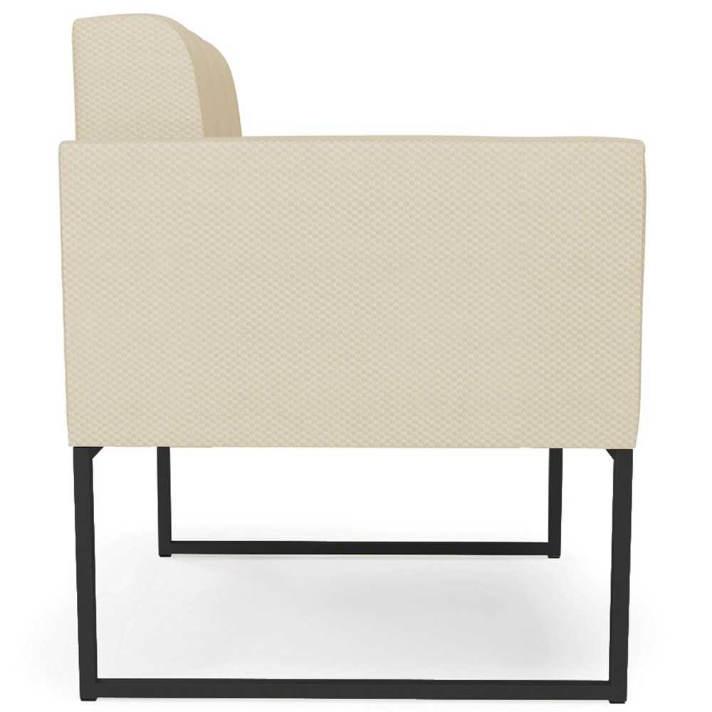Poltrona Decorativa Base Industrial Preto Ana Veludo Luxo Off White - Ibiza