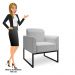 Poltrona Decorativa Base Industrial Preto Maressa A05 Linho Cinza Claro - Ibiza