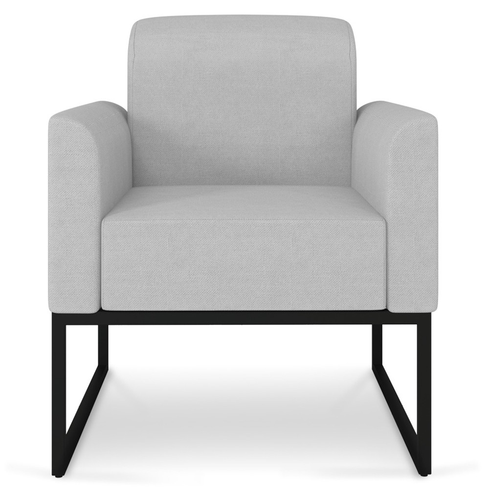 Poltrona Decorativa Base Industrial Preto Maressa A05 Linho Cinza Claro - Ibiza