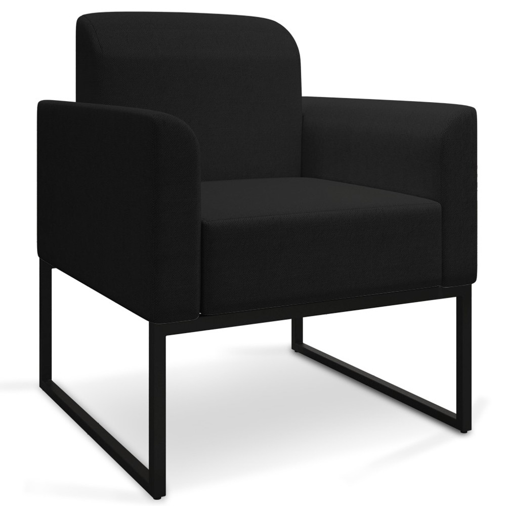 Poltrona Decorativa Base Industrial Preto Maressa A79 Linho Preto - Ibiza