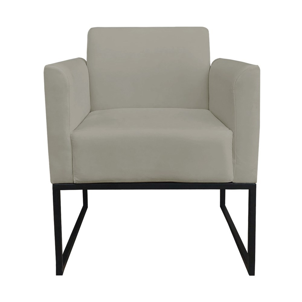 Poltrona Decorativa Base Industrial Preto Maressa S12 Suede Marrom Rato - Ibiza