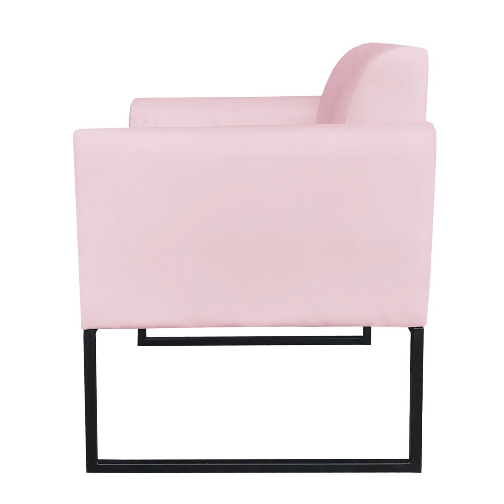 Poltrona Decorativa Base Industrial Preto Maressa S19 Suede Rosa Bebê - Ibiza