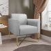 Poltrona Decorativa Base Industrial X Dourada Maressa S10 Suede Cinza - Ibiza