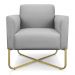 Poltrona Decorativa Base Industrial X Dourada Maressa S10 Suede Cinza - Ibiza