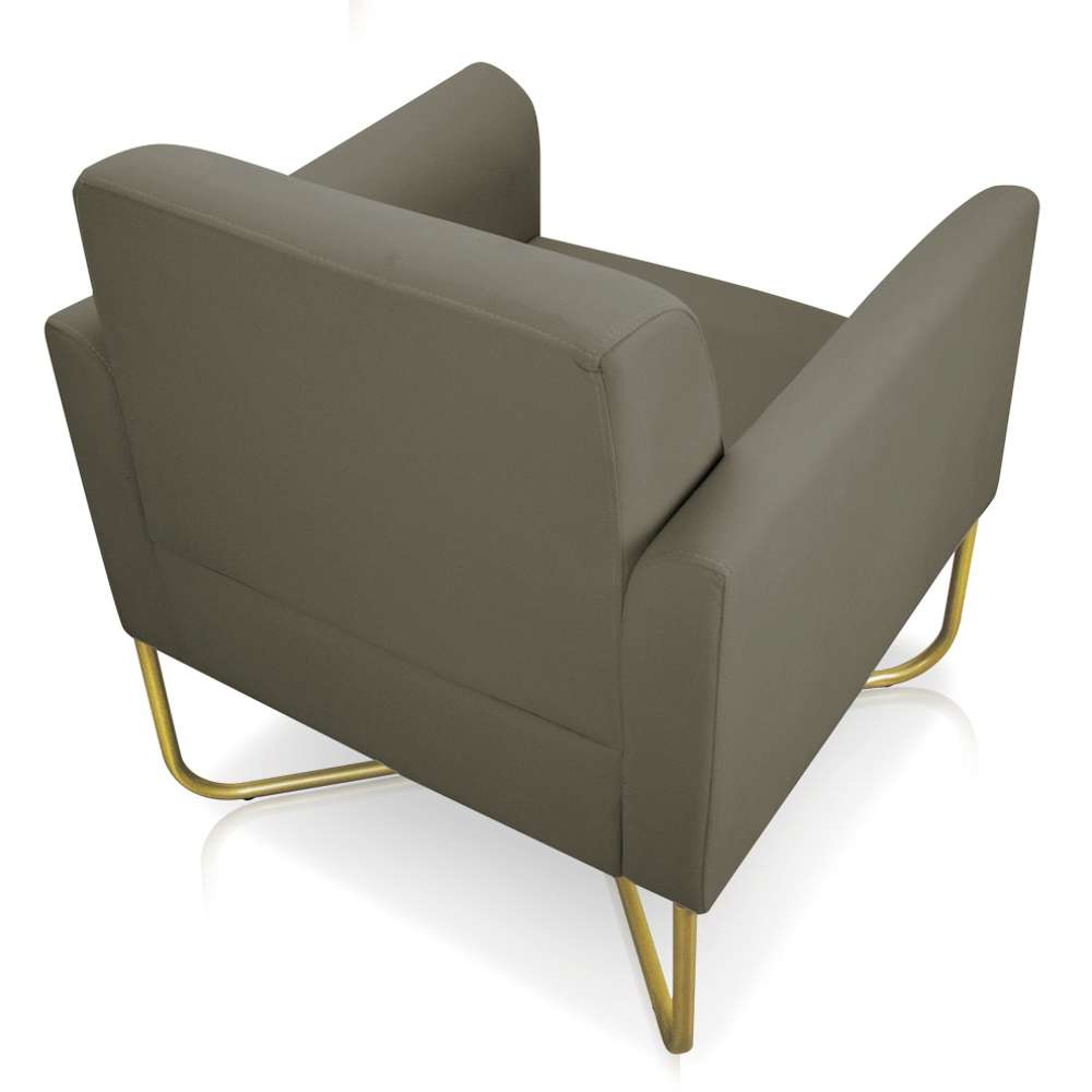 Poltrona Decorativa Base Industrial X Dourada Maressa S12 Suede Marrom Rato - Ibiza