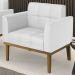 Poltrona Decorativa Base Madeira Castanho Ana Sintético Branco - Ibiza