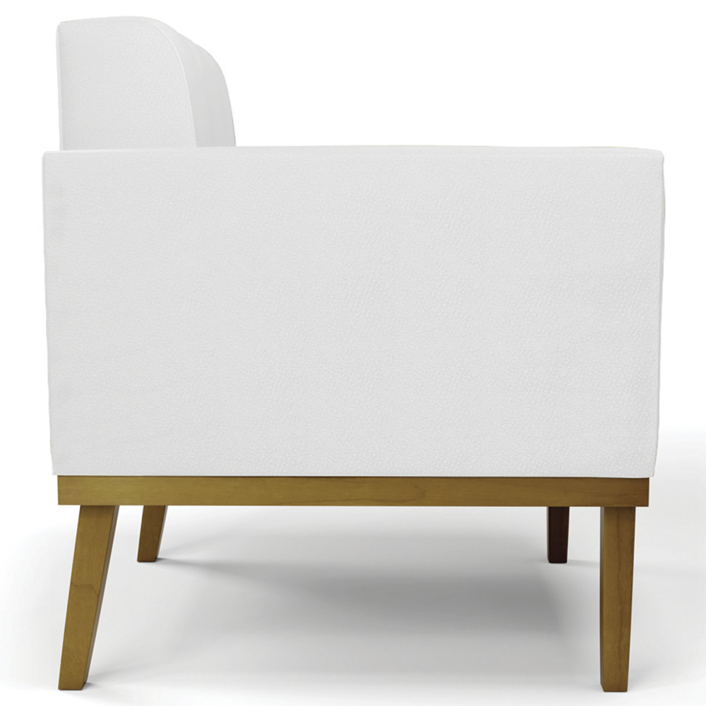 Poltrona Decorativa Base Madeira Castanho Ana Sintético Branco - Ibiza
