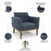 Poltrona Decorativa Base Madeira Castanho Ana Suede Azul Marinho - Ibiza