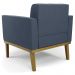 Poltrona Decorativa Base Madeira Castanho Ana Suede Azul Marinho - Ibiza
