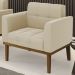 Poltrona Decorativa Base Madeira Castanho Ana Suede Bege - Ibiza
