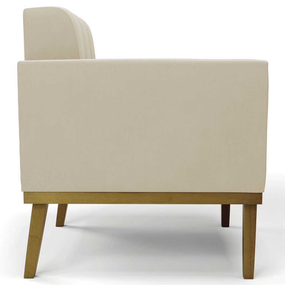 Poltrona Decorativa Base Madeira Castanho Ana Suede Bege - Ibiza