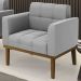 Poltrona Decorativa Base Madeira Castanho Ana Suede Cinza - Ibiza