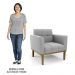 Poltrona Decorativa Base Madeira Castanho Ana Suede Cinza - Ibiza