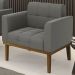 Poltrona Decorativa Base Madeira Castanho Ana Suede Grafite - Ibiza