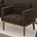 Poltrona Decorativa Base Madeira Castanho Ana Suede Marrom - Ibiza