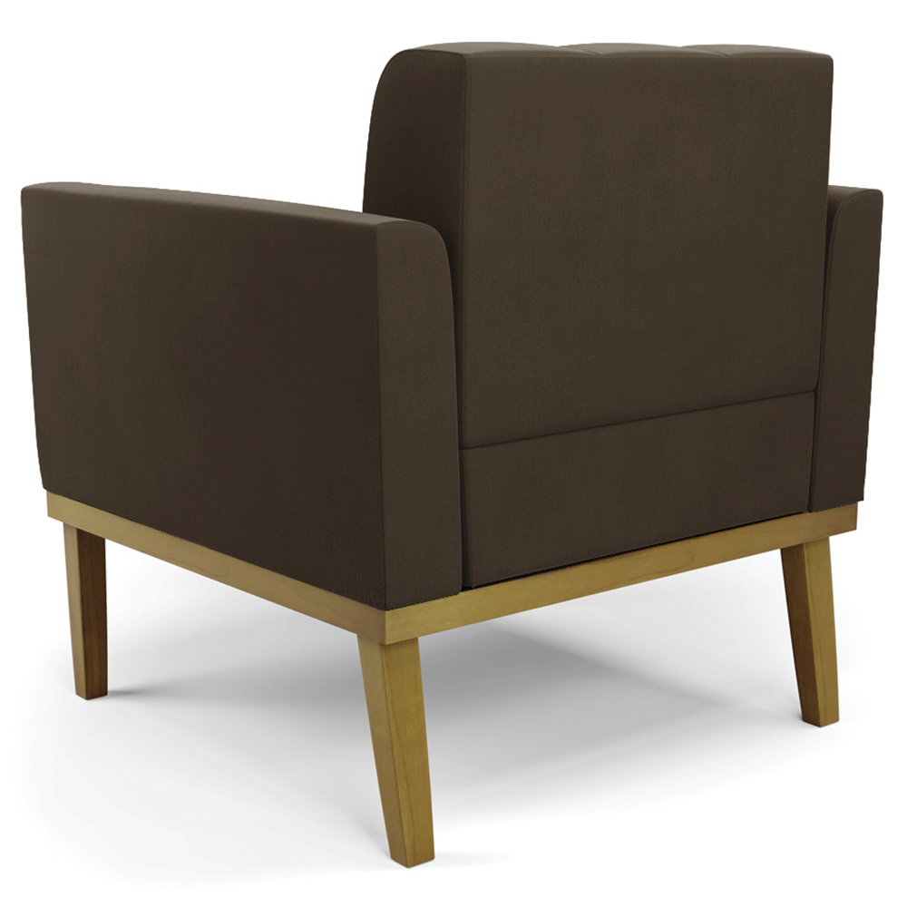 Poltrona Decorativa Base Madeira Castanho Ana Suede Marrom - Ibiza