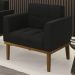 Poltrona Decorativa Base Madeira Castanho Ana Suede Preto - Ibiza