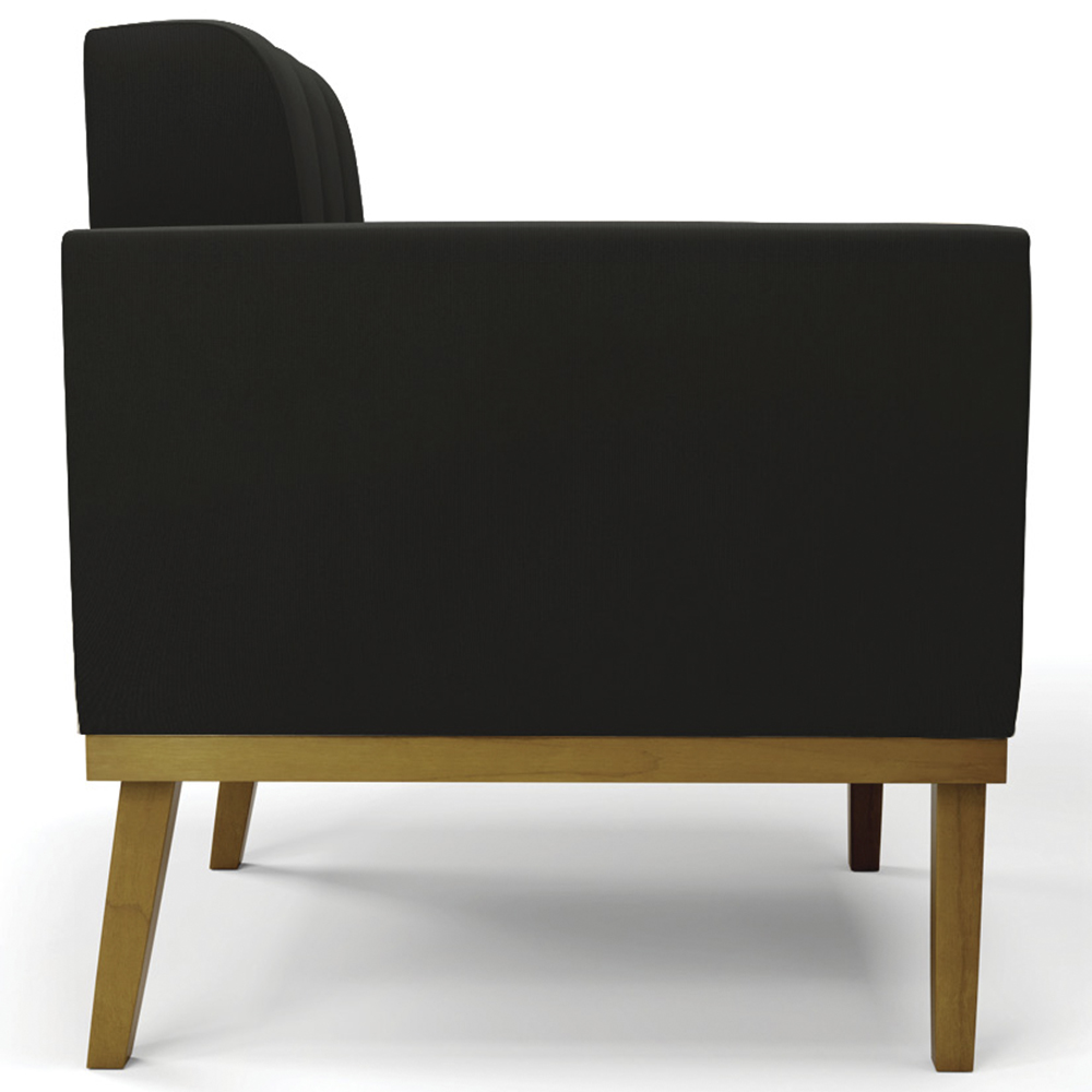 Poltrona Decorativa Base Madeira Castanho Ana Suede Preto - Ibiza