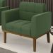 Poltrona Decorativa Base Madeira Castanho Ana Suede Verde - Ibiza