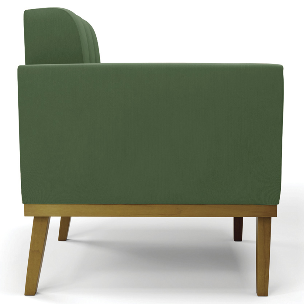 Poltrona Decorativa Base Madeira Castanho Ana Suede Verde - Ibiza
