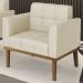 Poltrona Decorativa Base Madeira Castanho Ana Veludo Luxo Off White - Ibiza