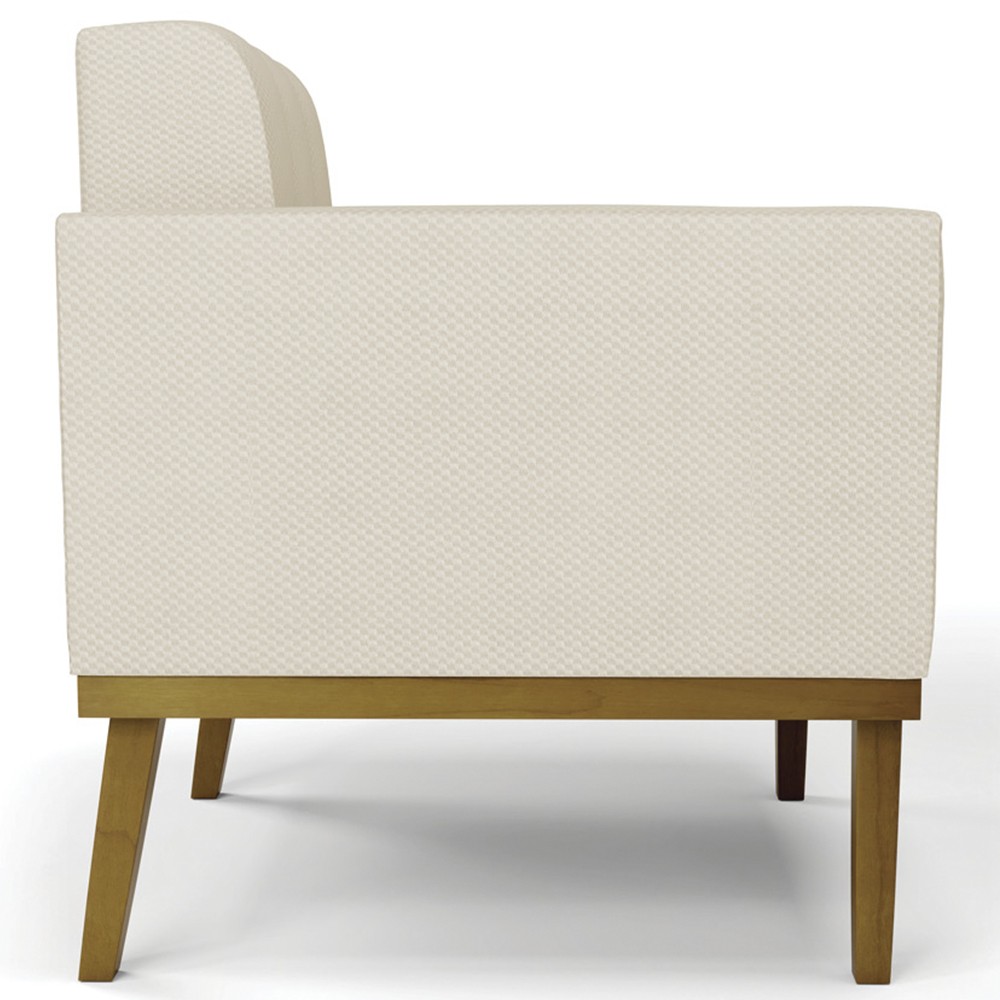 Poltrona Decorativa Base Madeira Castanho Ana Veludo Luxo Off White - Ibiza