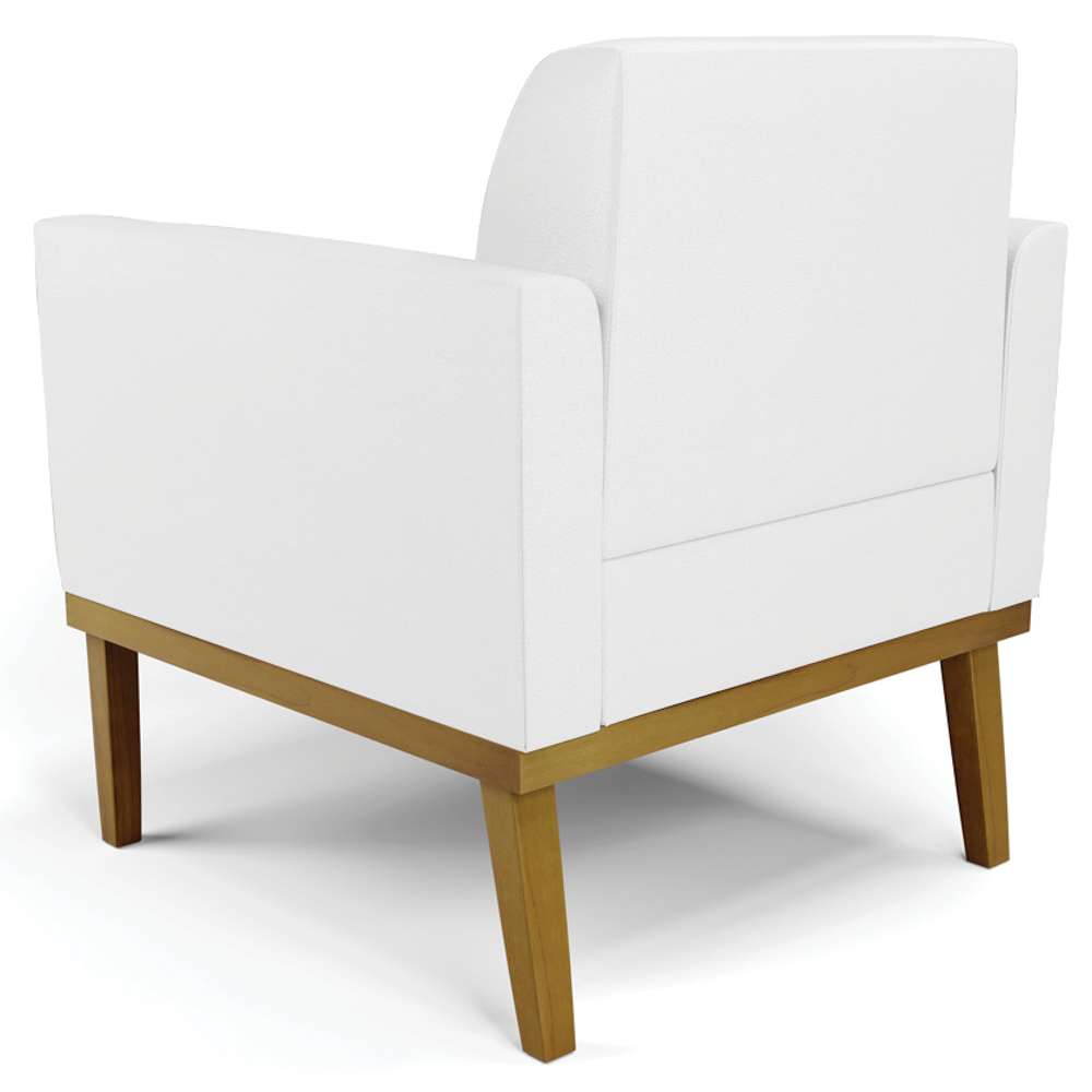 Poltrona Decorativa Base Madeira Castanho Maressa Sintético Branco - Ibiza