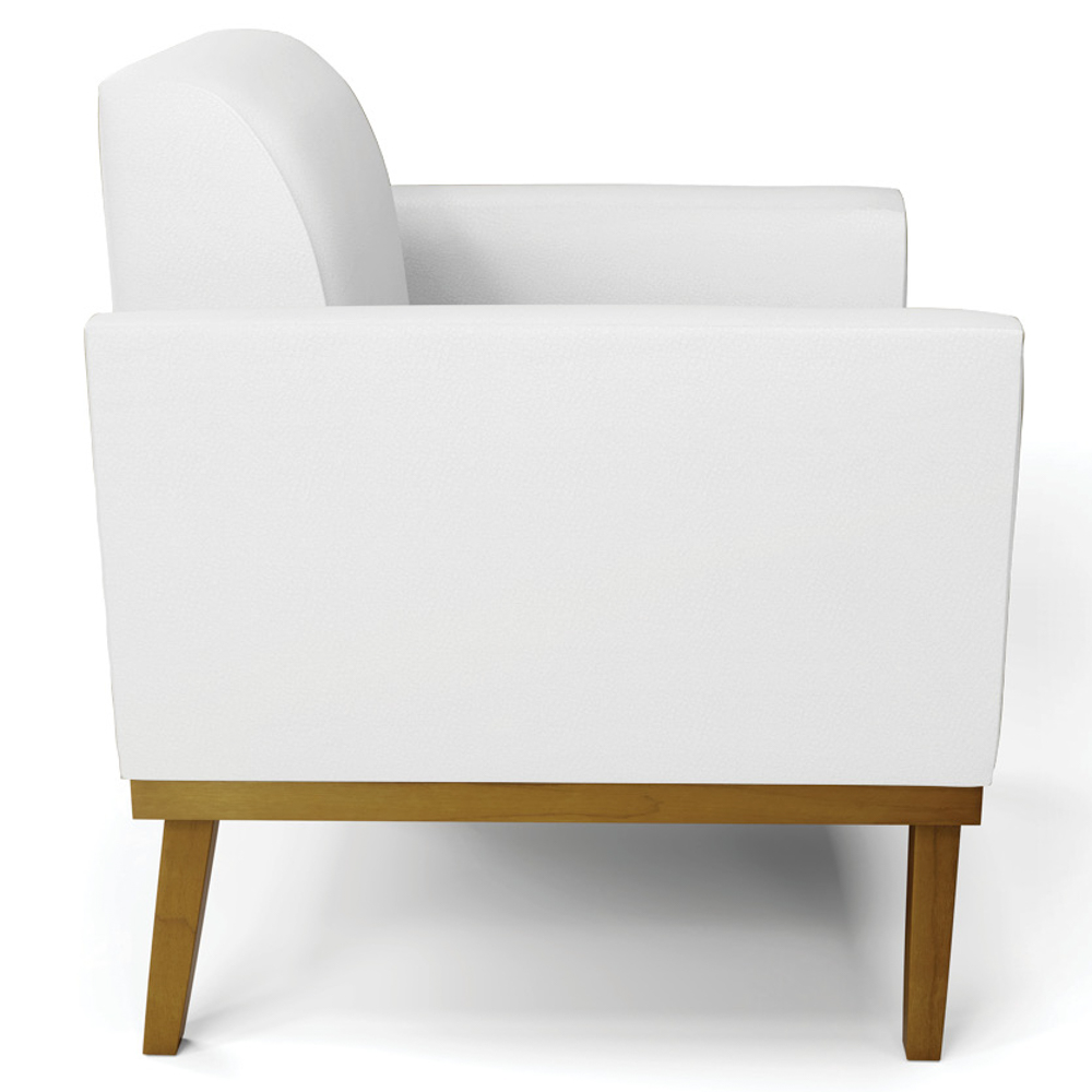 Poltrona Decorativa Base Madeira Castanho Maressa Sintético Branco - Ibiza