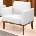 Poltrona Decorativa Base Madeira Castanho Maressa Sintético PU Branco - Ibiza