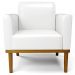 Poltrona Decorativa Base Madeira Castanho Maressa Sintético PU Branco - Ibiza