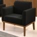 Poltrona Decorativa Base Madeira Castanho Maressa Suede Preto - Ibiza