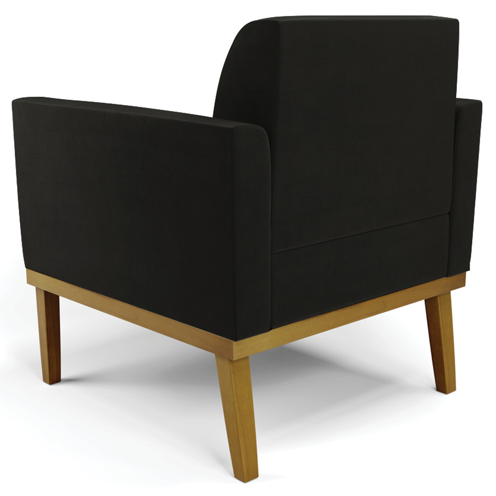 Poltrona Decorativa Base Madeira Castanho Maressa Suede Preto - Ibiza
