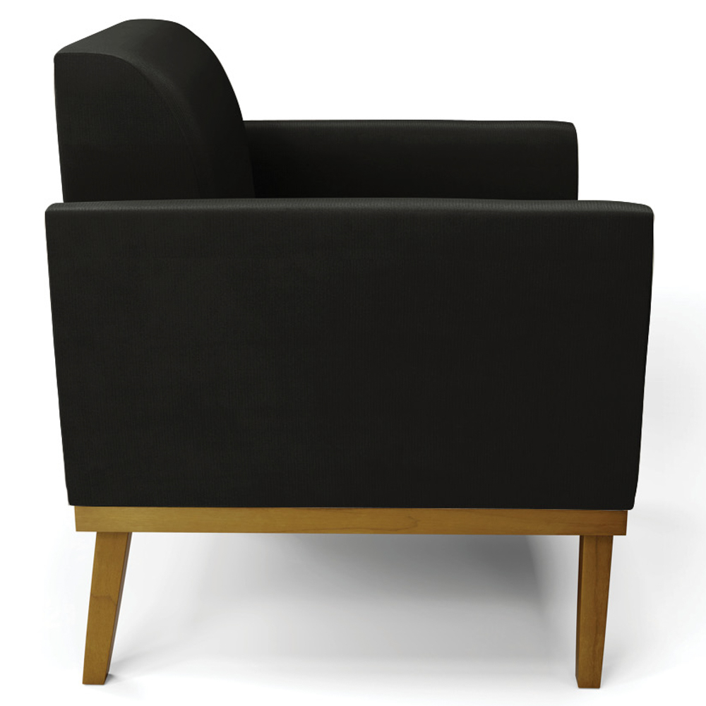 Poltrona Decorativa Base Madeira Castanho Maressa Suede Preto - Ibiza