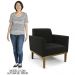 Poltrona Decorativa Base Madeira Castanho Maressa Suede Preto - Ibiza