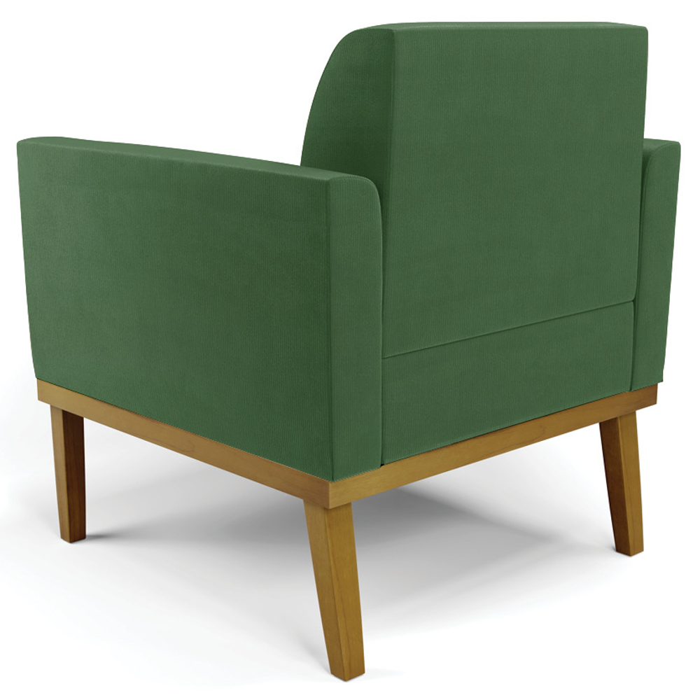 Poltrona Decorativa Base Madeira Castanho Maressa Suede Verde - Ibiza