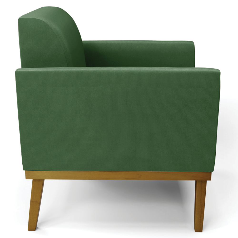 Poltrona Decorativa Base Madeira Castanho Maressa Suede Verde - Ibiza