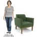 Poltrona Decorativa Base Madeira Castanho Maressa Suede Verde - Ibiza