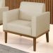 Poltrona Decorativa Base Madeira Castanho Maressa Veludo Luxo Off White - Ibiza
