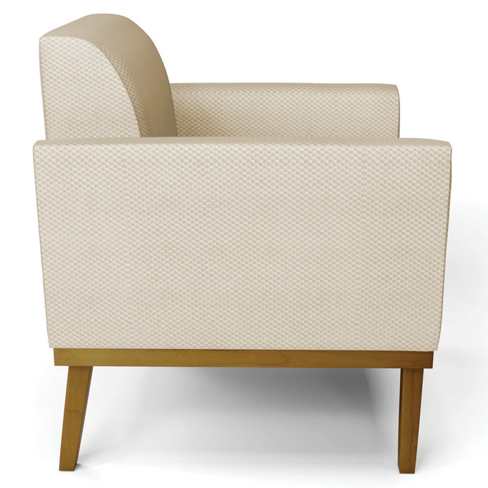 Poltrona Decorativa Base Madeira Castanho Maressa Veludo Luxo Off White - Ibiza